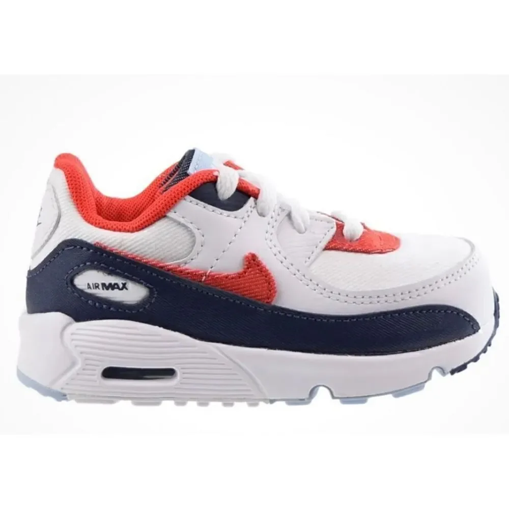 Nike Air Max 90 (TD) Toddlers Shoes USA Denim White-Chile Red-Navy DJ5179-100